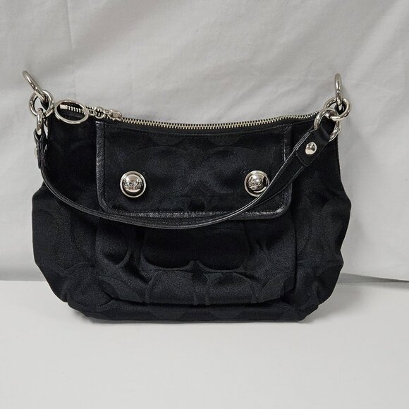 Like New Coach Signature Poppy Sateen Hobo Purse - Picture 1 of 8